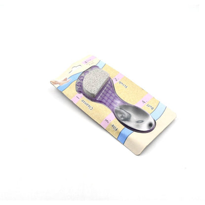 4 in 1 Pedicure Tool for Rough & Dry Feet Dual-Sided with Pumice Stone Soft Brush Steel Scrubber & Emery File Softens Hard Foot Corns & Calluses Cleanses & Smoothens Dull Feet - infinityexculsivestore.com