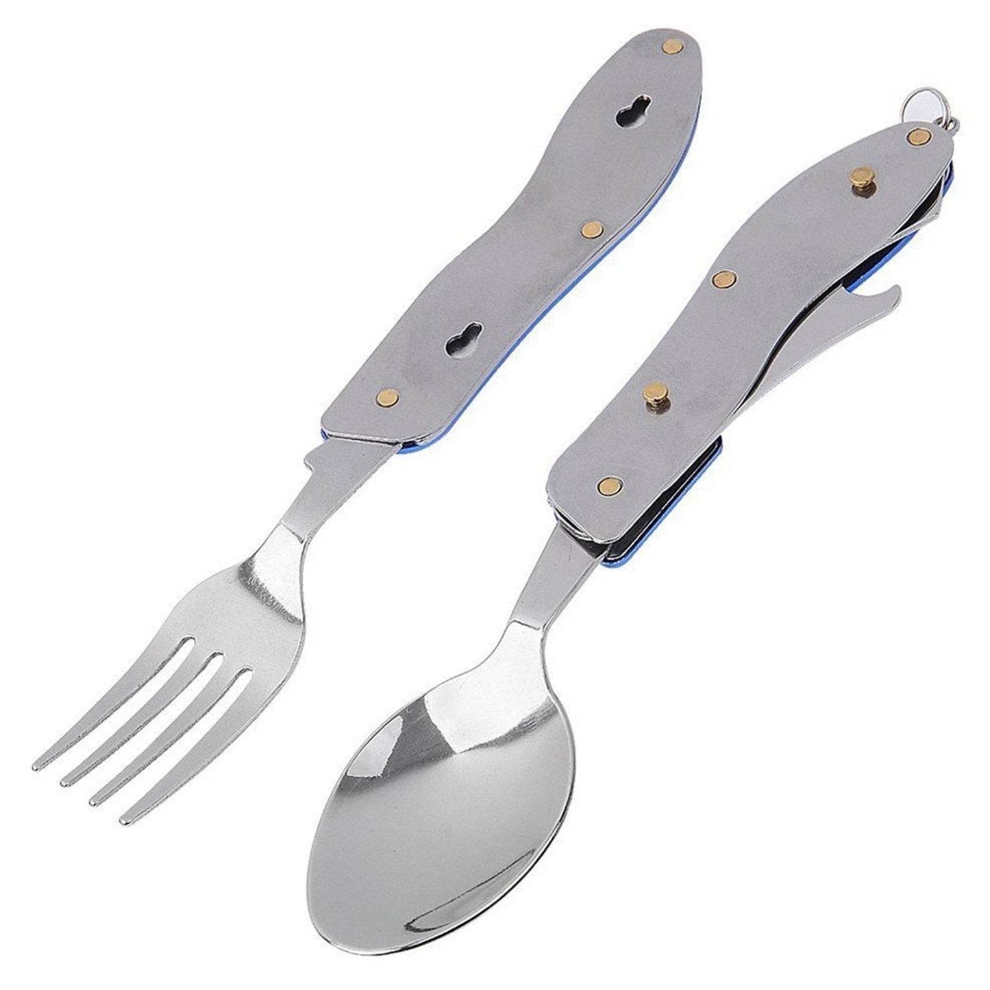 4-in-1 Stainless Steel Travel / Camping Folding Multi Swiss Cutlery Set - infinityexculsivestore.com