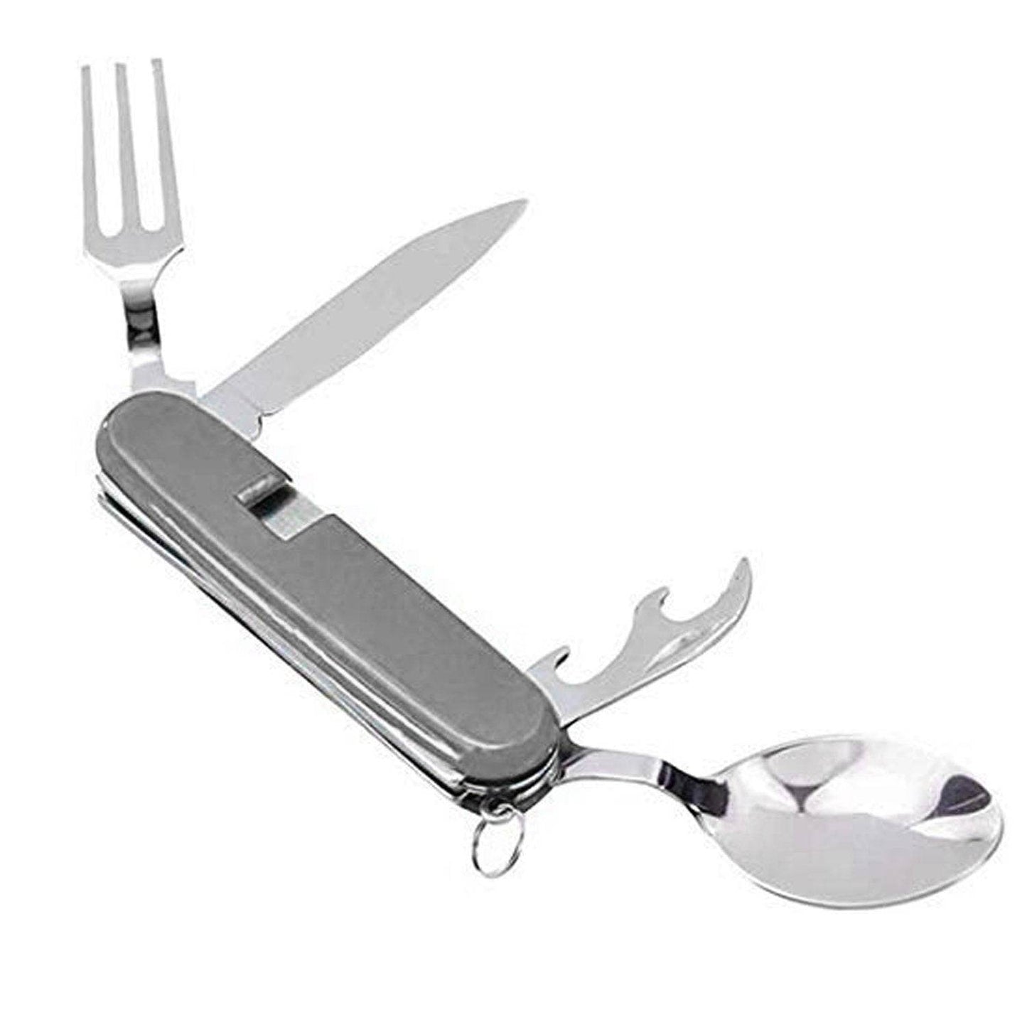 4-in-1 Stainless Steel Travel / Camping Folding Multi Swiss Cutlery Set - infinityexculsivestore.com