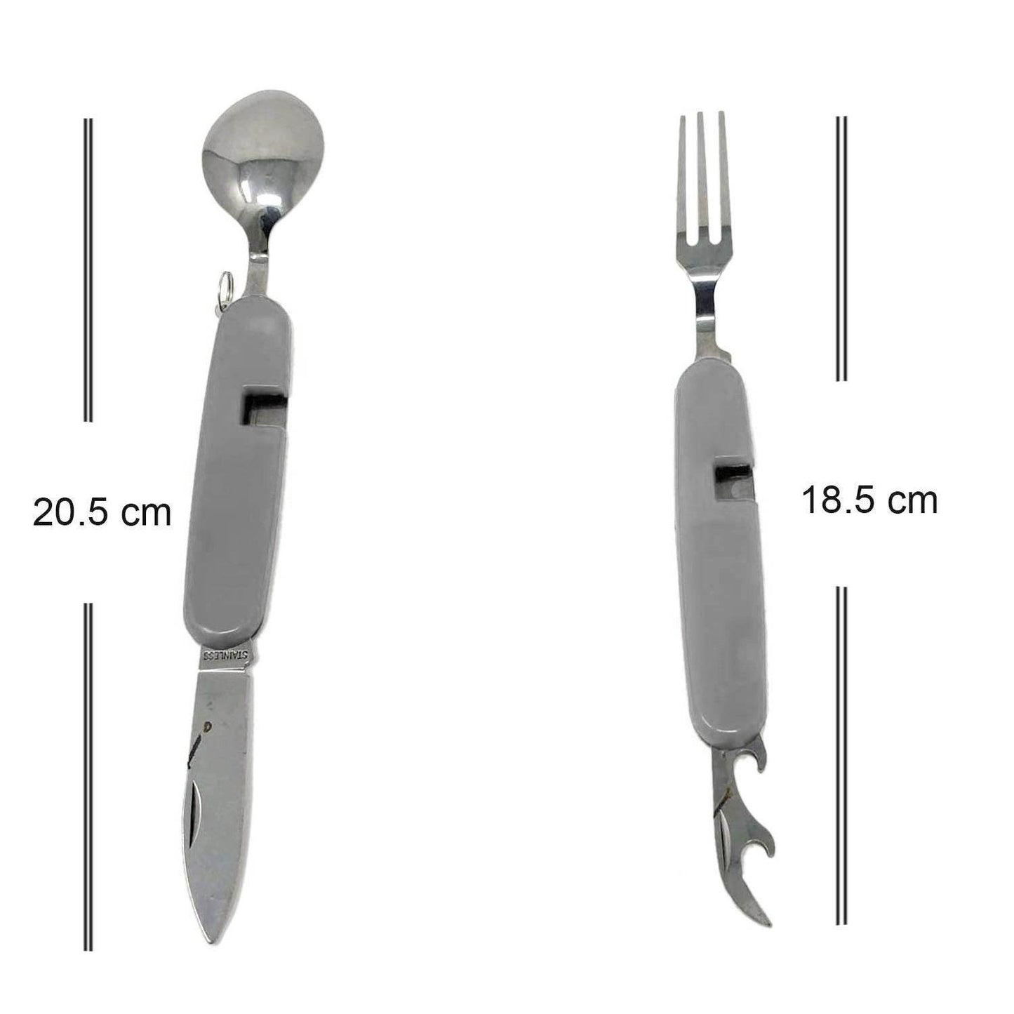 4-in-1 Stainless Steel Travel / Camping Folding Multi Swiss Cutlery Set - infinityexculsivestore.com