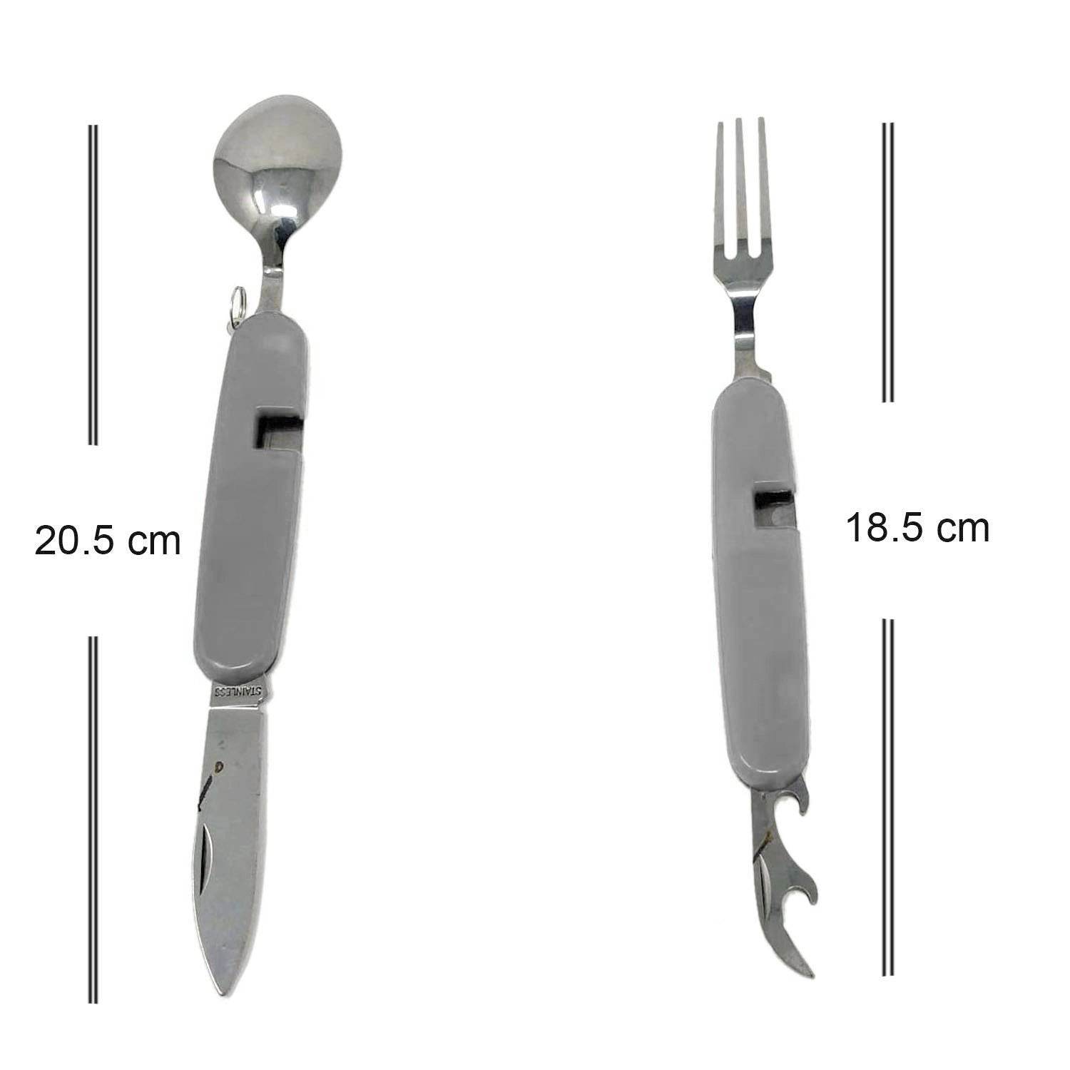4-in-1 Stainless Steel Travel / Camping Folding Multi Swiss Cutlery Set - infinityexculsivestore.com