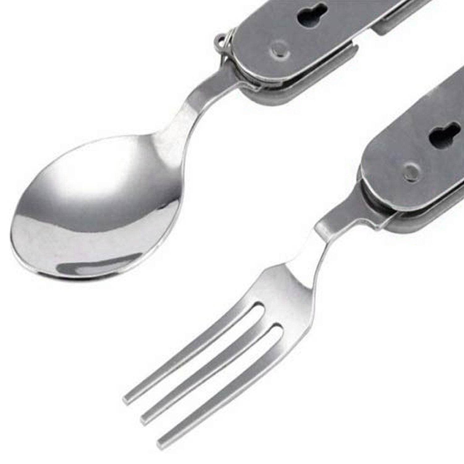 4-in-1 Stainless Steel Travel / Camping Folding Multi Swiss Cutlery Set - infinityexculsivestore.com