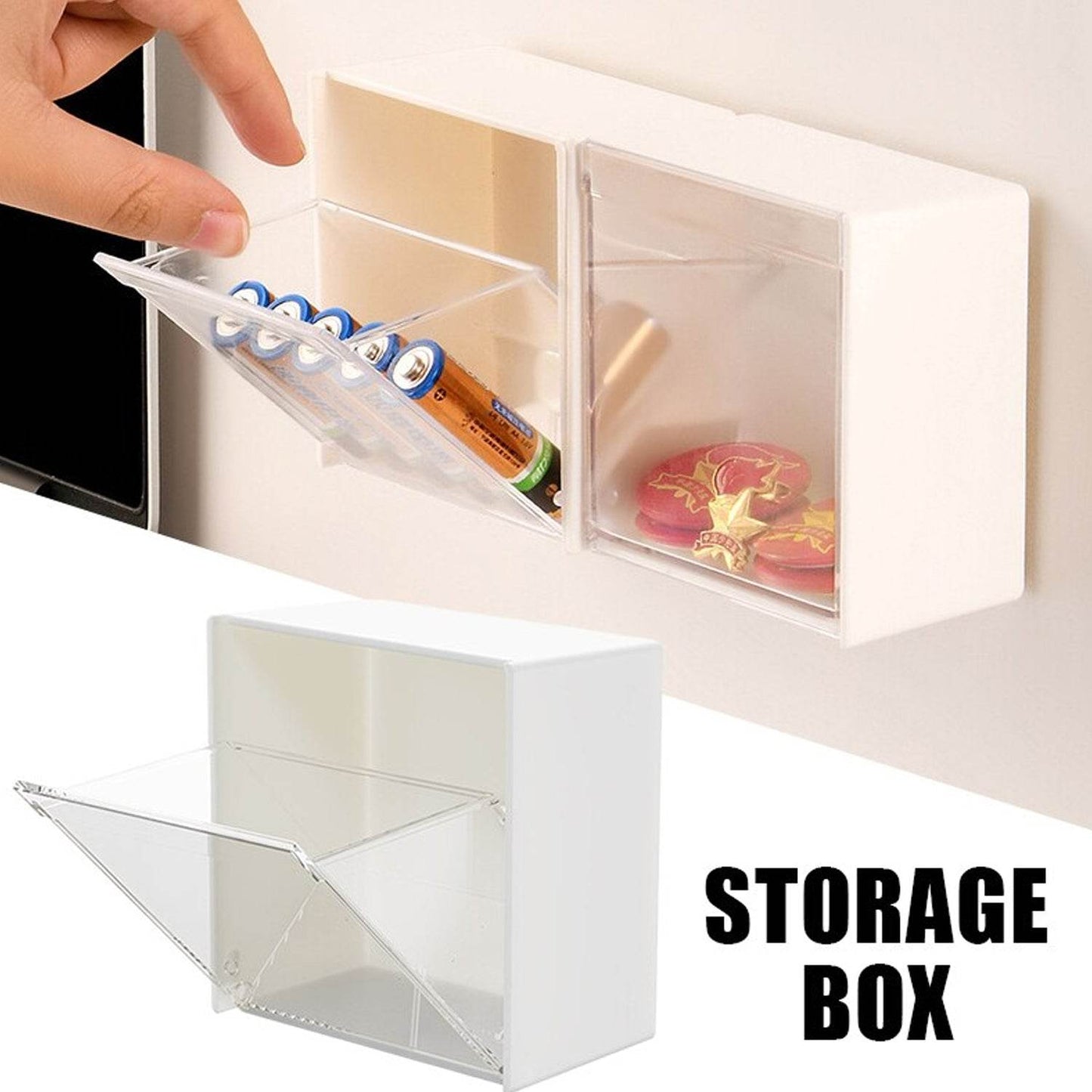 4037Adhesive Wall Mounted Flip Storage Box Holder Small Object Storage Case ( 1 pcs ) - infinityexculsivestore.com