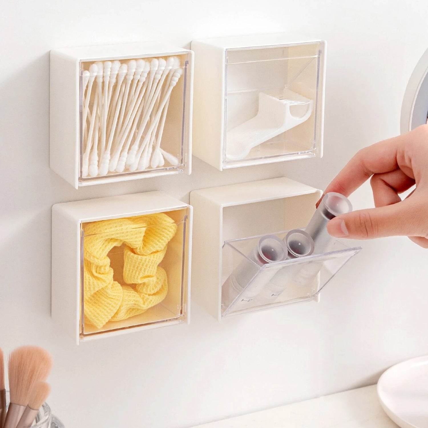 4037Adhesive Wall Mounted Flip Storage Box Holder Small Object Storage Case ( 1 pcs ) - infinityexculsivestore.com