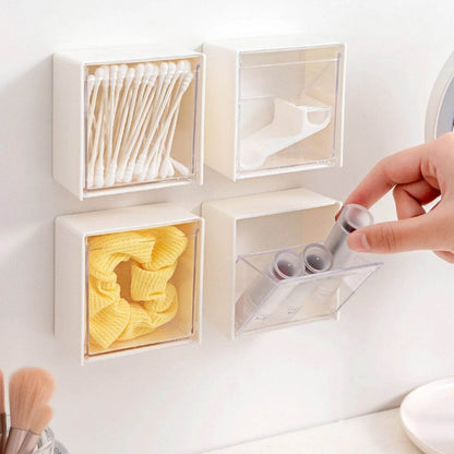 4037Adhesive Wall Mounted Flip Storage Box Holder Small Object Storage Case ( 1 pcs ) - infinityexculsivestore.com
