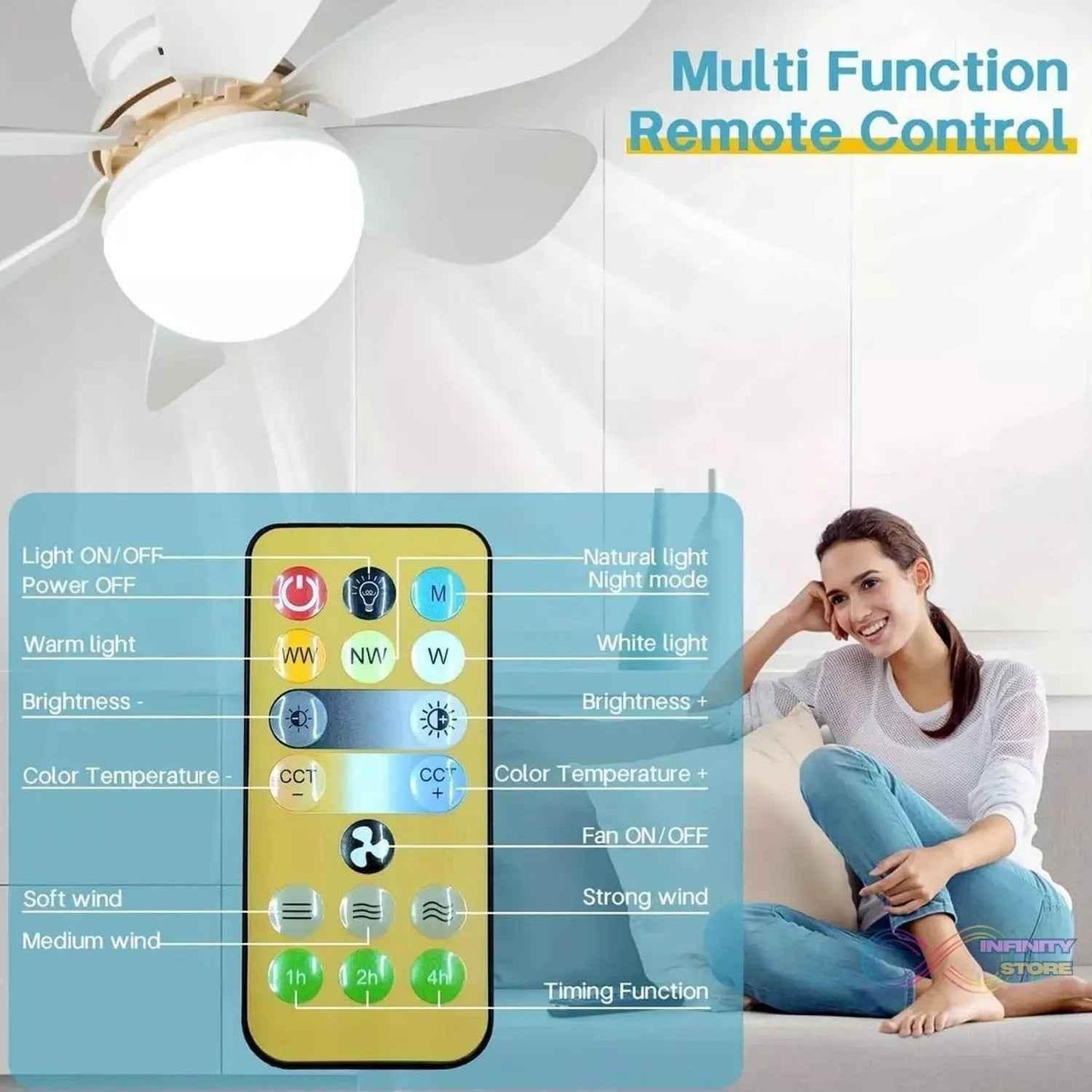 40W LED Ceiling Fan Remote Control - infinityexculsivestore.com