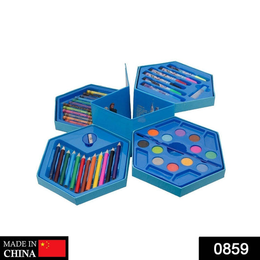 46 Pcs Plastic Art Colour Set with Color , Crayons, Oil Pastel and Sketch Pens - infinityexculsivestore.com
