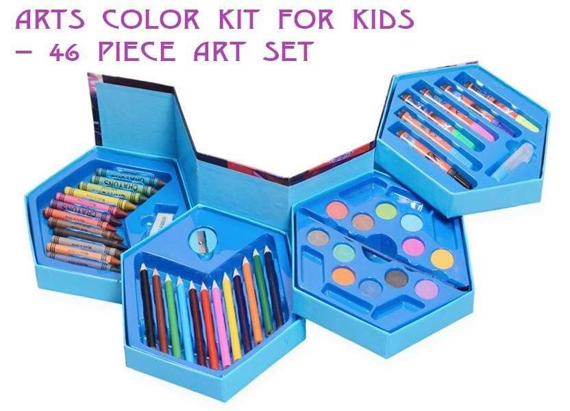 46 Pcs Plastic Art Colour Set with Color , Crayons, Oil Pastel and Sketch Pens - infinityexculsivestore.com