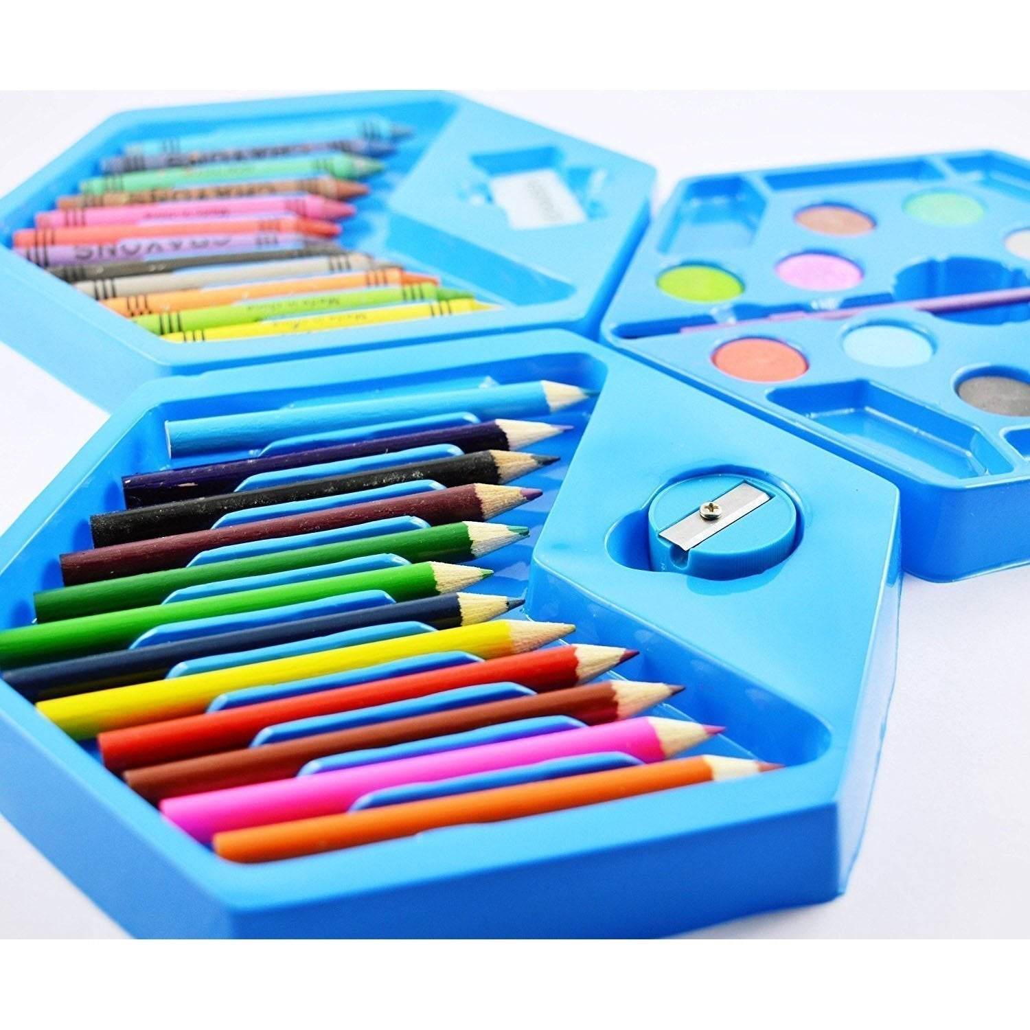 46 Pcs Plastic Art Colour Set with Color , Crayons, Oil Pastel and Sketch Pens - infinityexculsivestore.com