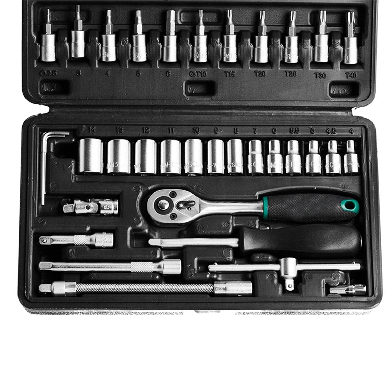 46pcs Metal 1 / 4"" Socket Set (Black, 46pcs) - infinityexculsivestore.com