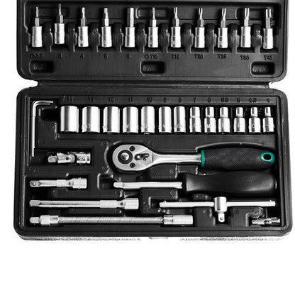 46pcs Metal 1 / 4"" Socket Set (Black, 46pcs) - infinityexculsivestore.com