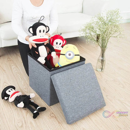 4986 Living Room Cube Shape Sitting Stool with Storage Box. Foldable Storage Bins Multipurpose Clothes, Books, and Toys Organizer with Cushion Seat. (Mix Color) - infinityexculsivestore.com