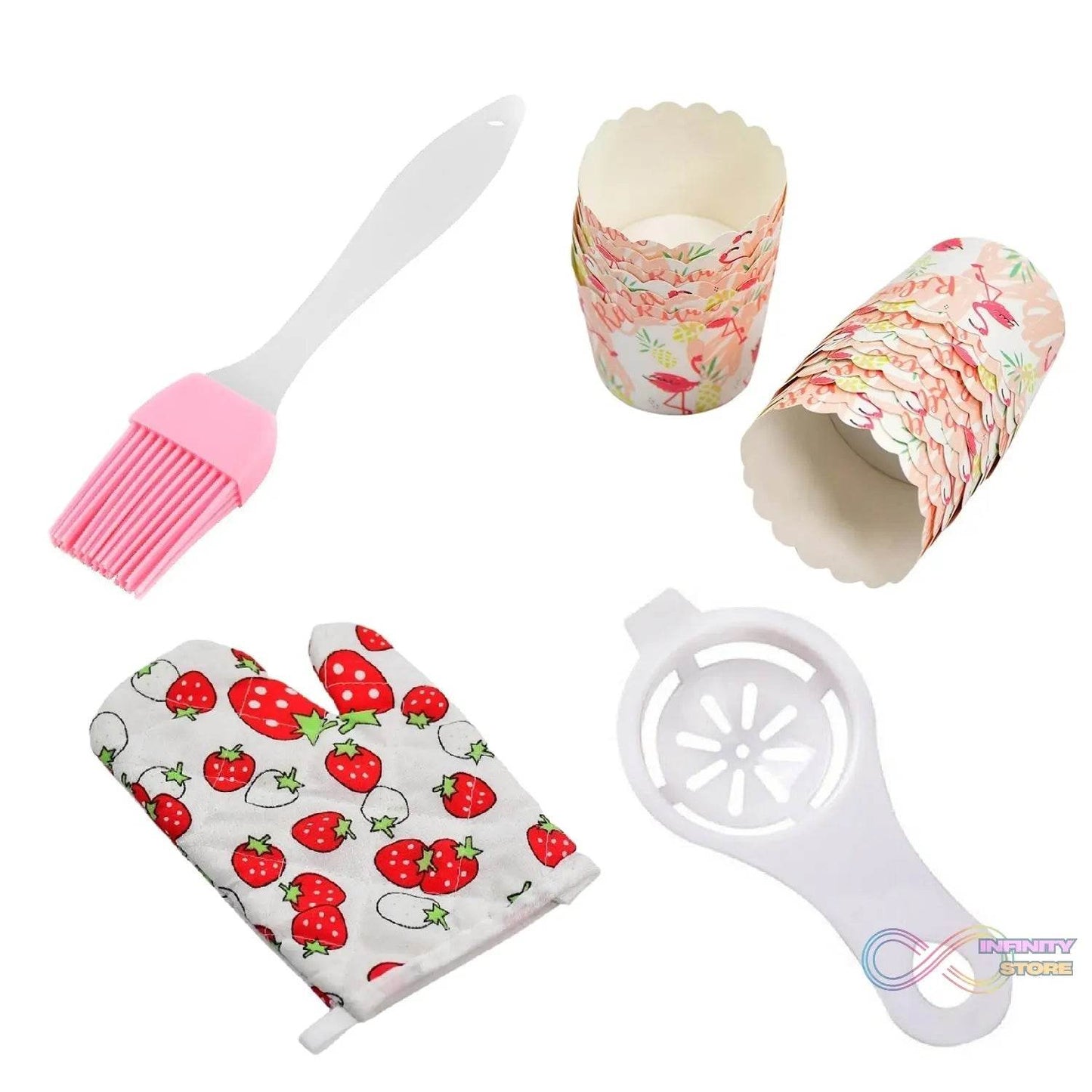 4pc kitchen tools 1pc spatula brush 1pc oven glove 1pc egg yolk separator and paper cup set of 25pcs - infinityexculsivestore.com