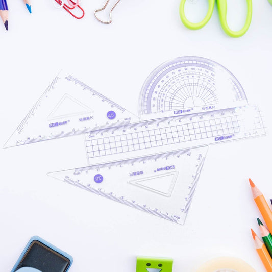 4pcs Ruler Suit Stationery Set for School Student Office ,Draft Rulers for School Office Supplies and Supplies-High School - infinityexculsivestore.com