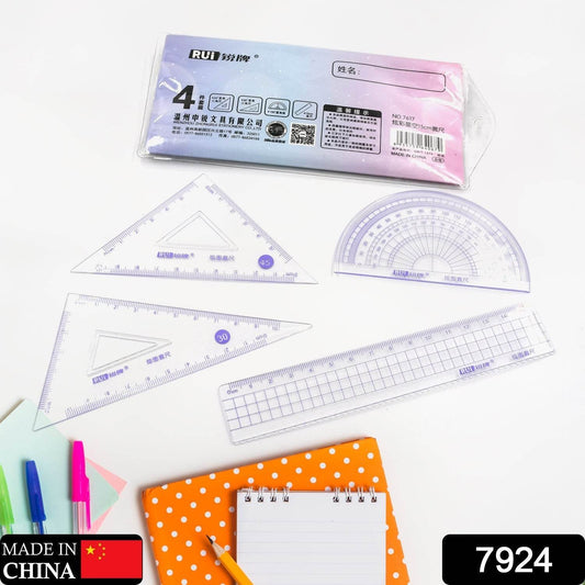 4pcs Ruler Suit Stationery Set for School Student Office ,Draft Rulers for School Office Supplies and Supplies-High School - infinityexculsivestore.com
