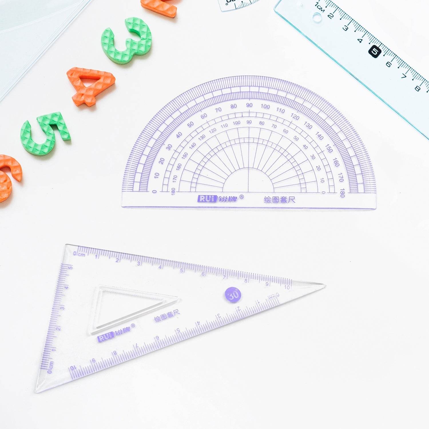 4pcs Ruler Suit Stationery Set for School Student Office ,Draft Rulers for School Office Supplies and Supplies-High School - infinityexculsivestore.com