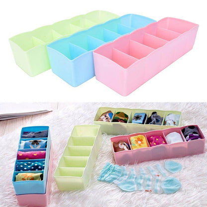5 Compartments Socks / Handkerchief / Underwear Storage Box Socks Drawer Closet Organizer Storage Boxes (pack of 2) - infinityexculsivestore.com