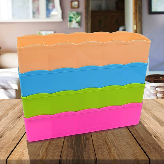 5 Compartments Socks / Handkerchief / Underwear Storage Box Socks Drawer Closet Organizer Storage Boxes (pack of 4) - infinityexculsivestore.com