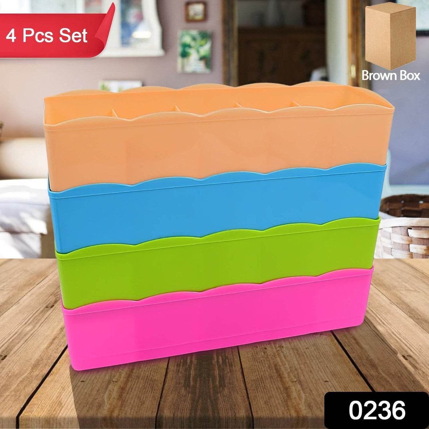 5 Compartments Socks / Handkerchief / Underwear Storage Box Socks Drawer Closet Organizer Storage Boxes (pack of 4) - infinityexculsivestore.com