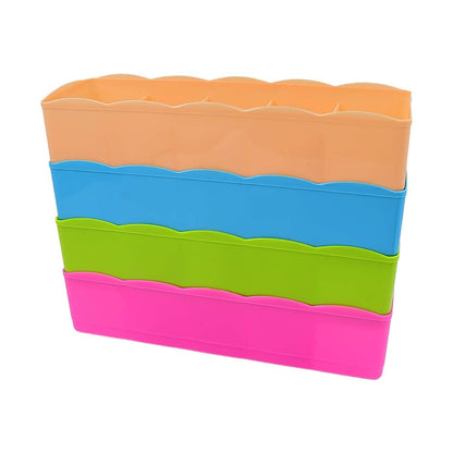5 Compartments Socks / Handkerchief / Underwear Storage Box Socks Drawer Closet Organizer Storage Boxes (pack of 4) - infinityexculsivestore.com