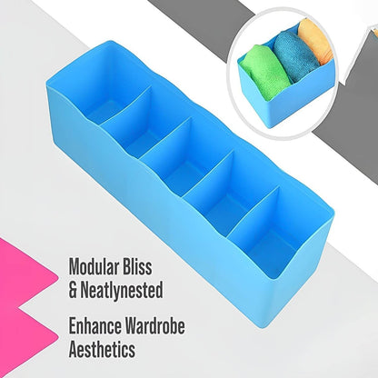 5 Compartments Socks / Handkerchief / Underwear Storage Box Socks Drawer Closet Organizer Storage Boxes (pack of 4) - infinityexculsivestore.com