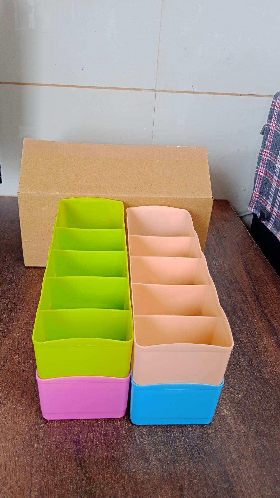 5 Compartments Socks / Handkerchief / Underwear Storage Box Socks Drawer Closet Organizer Storage Boxes (pack of 4) - infinityexculsivestore.com