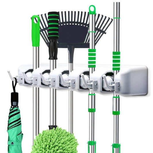 5-Layer Multipurpose Wall Mounted Organizer Mop And Broom Holder - infinityexculsivestore.com