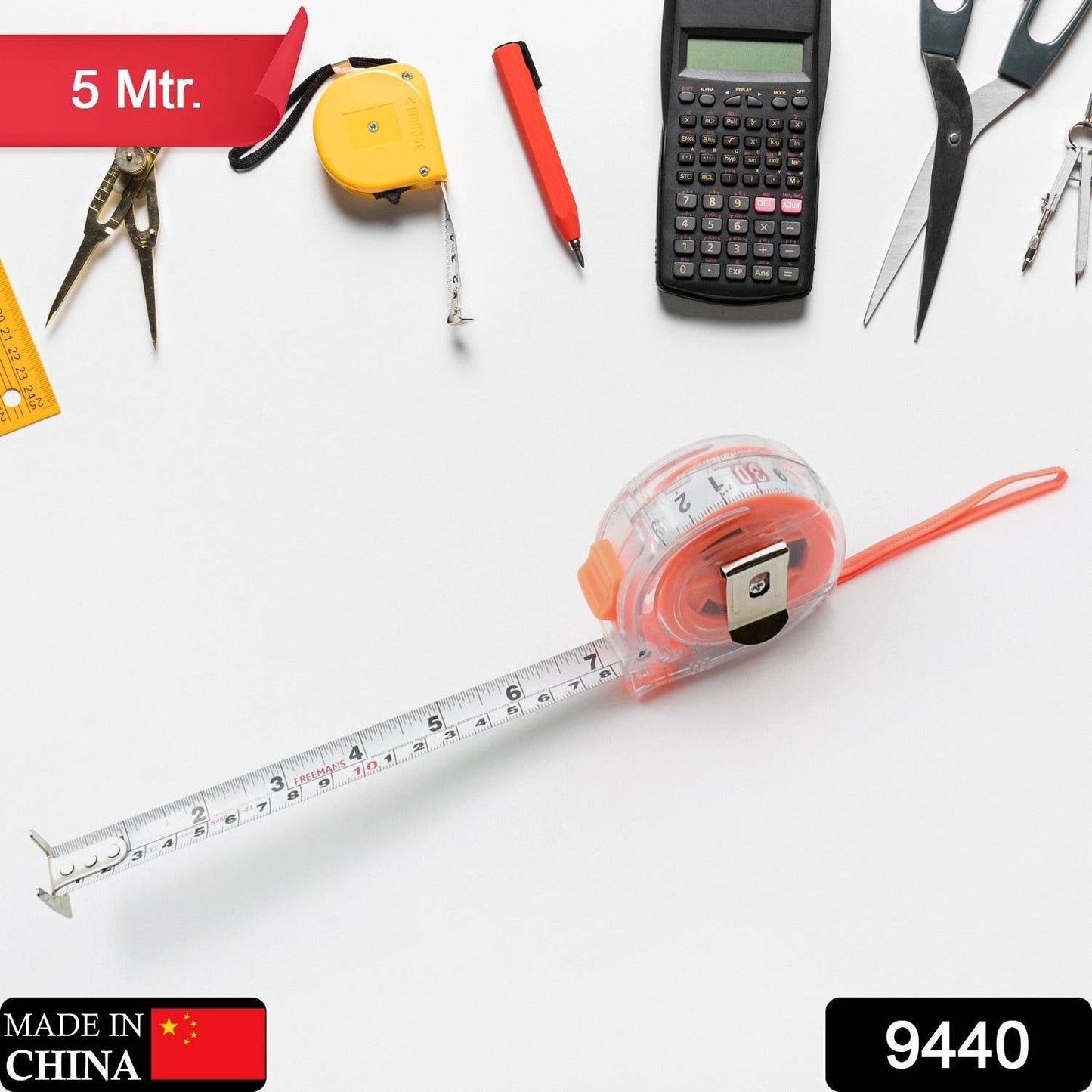 5 Meter Measuring Tape with Press Release Locking System, Measuring Tape with Transparent Gripper for Engineering/Hight/Decoration Measurement - infinityexculsivestore.com