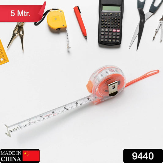5 Meter Measuring Tape with Press Release Locking System, Measuring Tape with Transparent Gripper for Engineering/Hight/Decoration Measurement - infinityexculsivestore.com