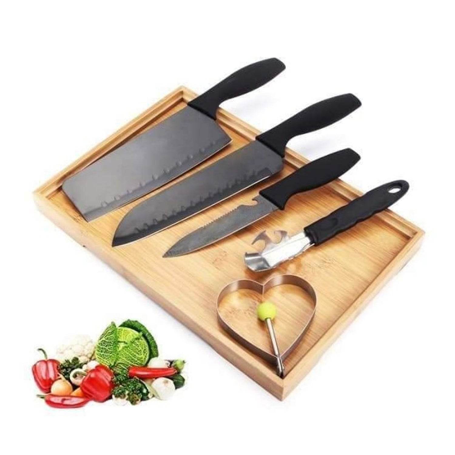 5-Piece Stainless Steel Kitchen Knife Set – Chef, Chopping, Utility, Butcher Knives - infinityexculsivestore.com