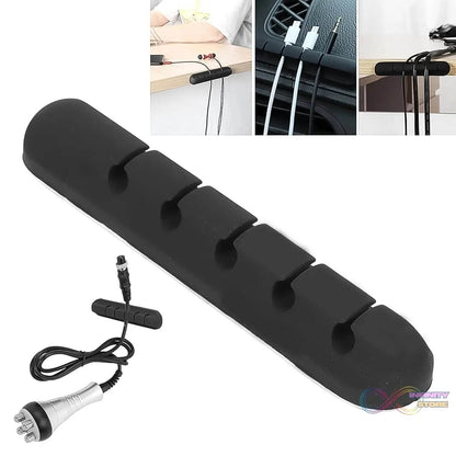 5 Slot Cable Clips - Silicone Adhesive Cord Management Organizer (1 Pc / 5 Slot) - infinityexculsivestore.com