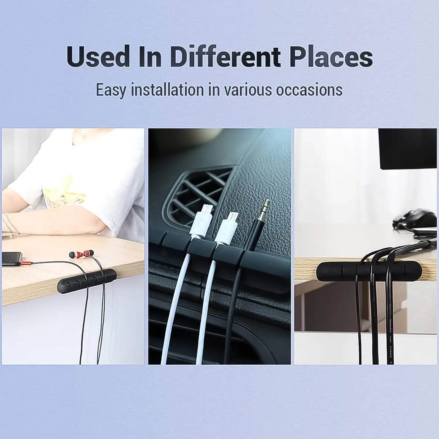 5 Slot Cable Clips - Silicone Adhesive Cord Management Organizer (1 Pc / 5 Slot) - infinityexculsivestore.com