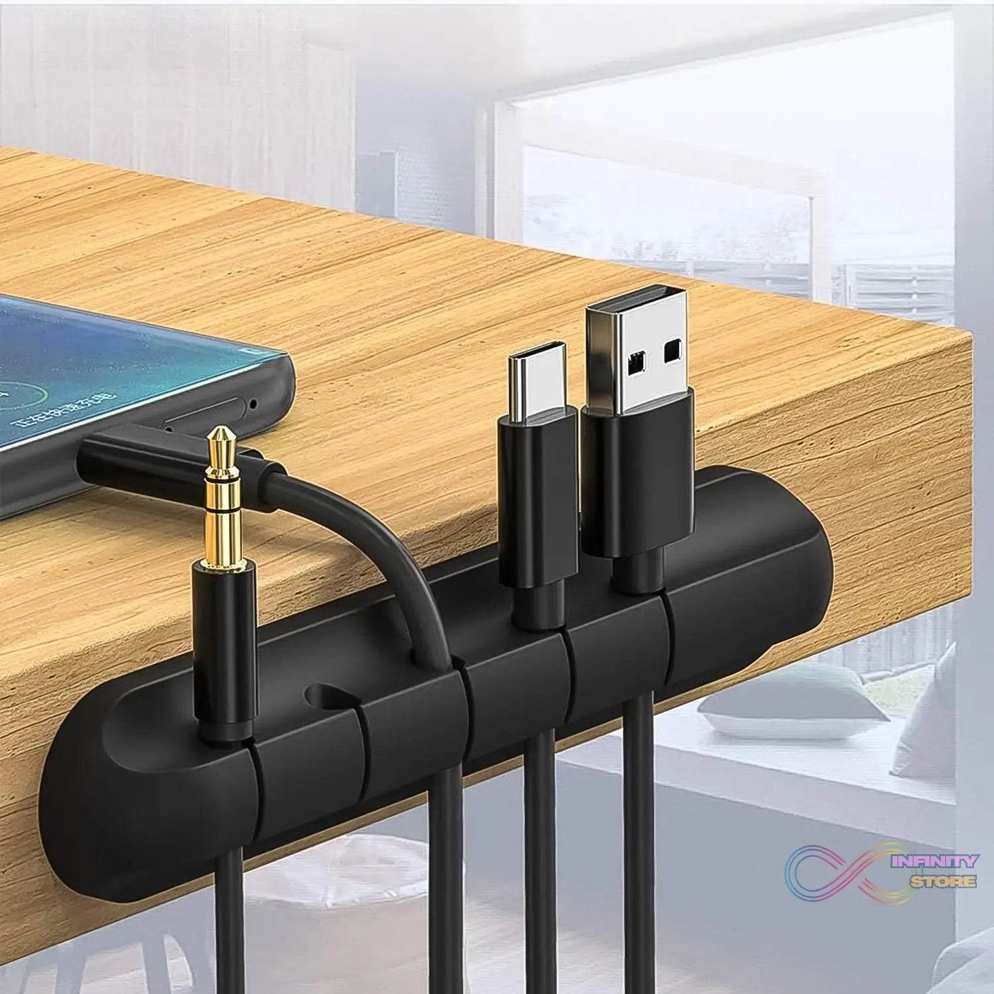 5 Slot Cable Clips - Silicone Adhesive Cord Management Organizer (1 Pc / 5 Slot) - infinityexculsivestore.com