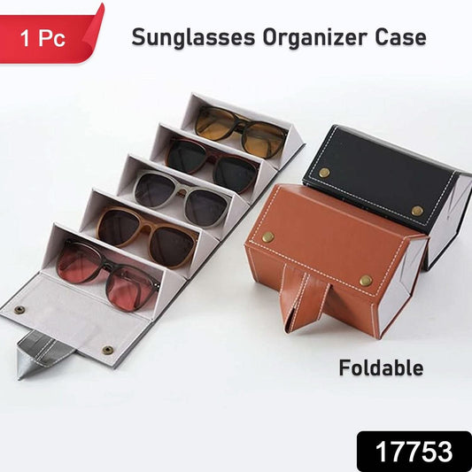 5 Slots Sunglasses Organizer Box, Glass Holder Box, spectacle case of sunglasses, Specs case, Foldable Travel Glasses Case Storage (1 Pc) - infinityexculsivestore.com