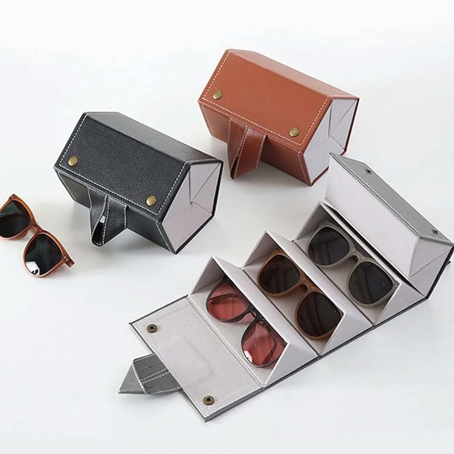 5 Slots Sunglasses Organizer Box, Glass Holder Box, spectacle case of sunglasses, Specs case, Foldable Travel Glasses Case Storage (1 Pc) - infinityexculsivestore.com