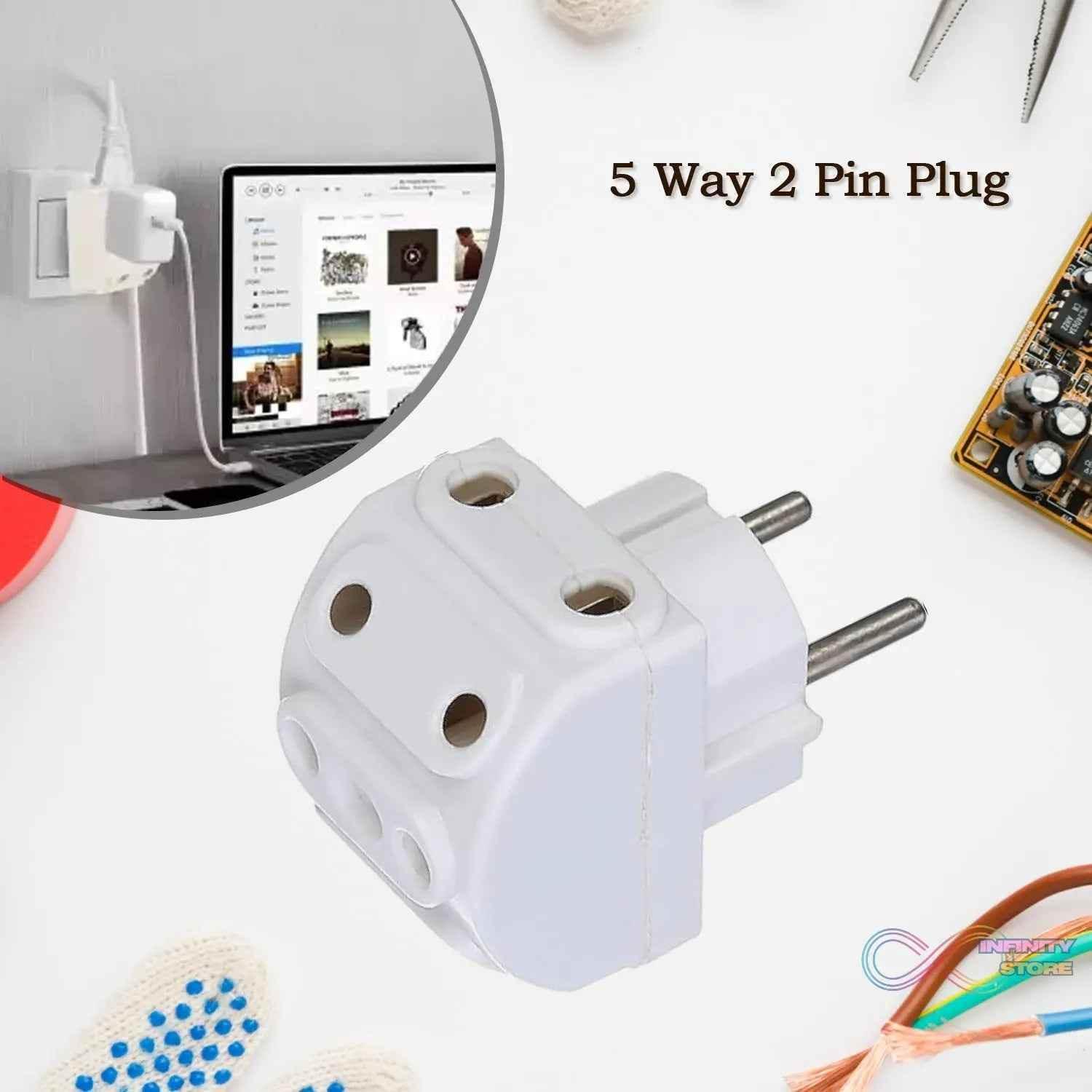 5-Way 2 Pin Multi-Plug Socket / Converter (1 Pc) - infinityexculsivestore.com