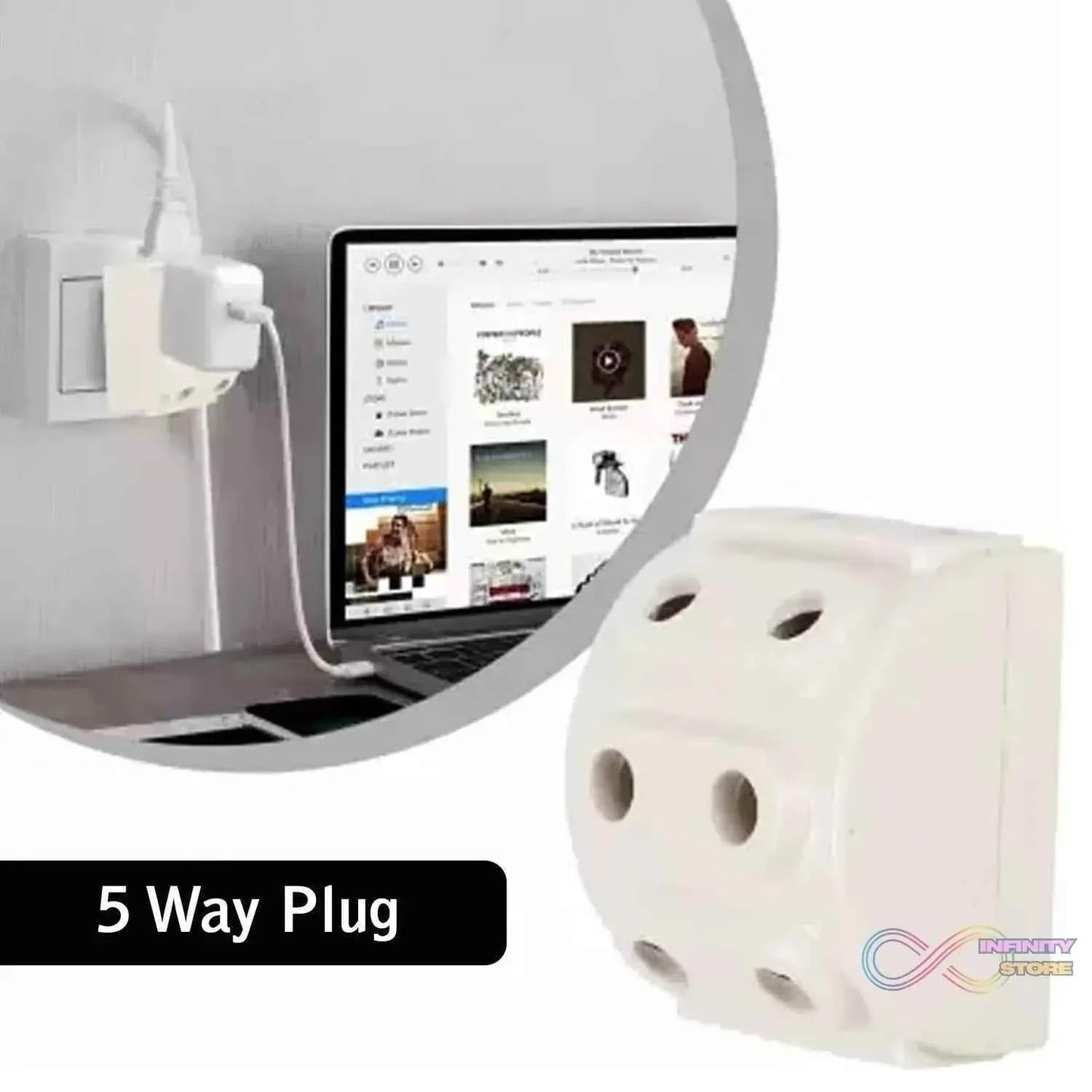 5-Way 2 Pin Multi-Plug Socket / Converter (1 Pc) - infinityexculsivestore.com