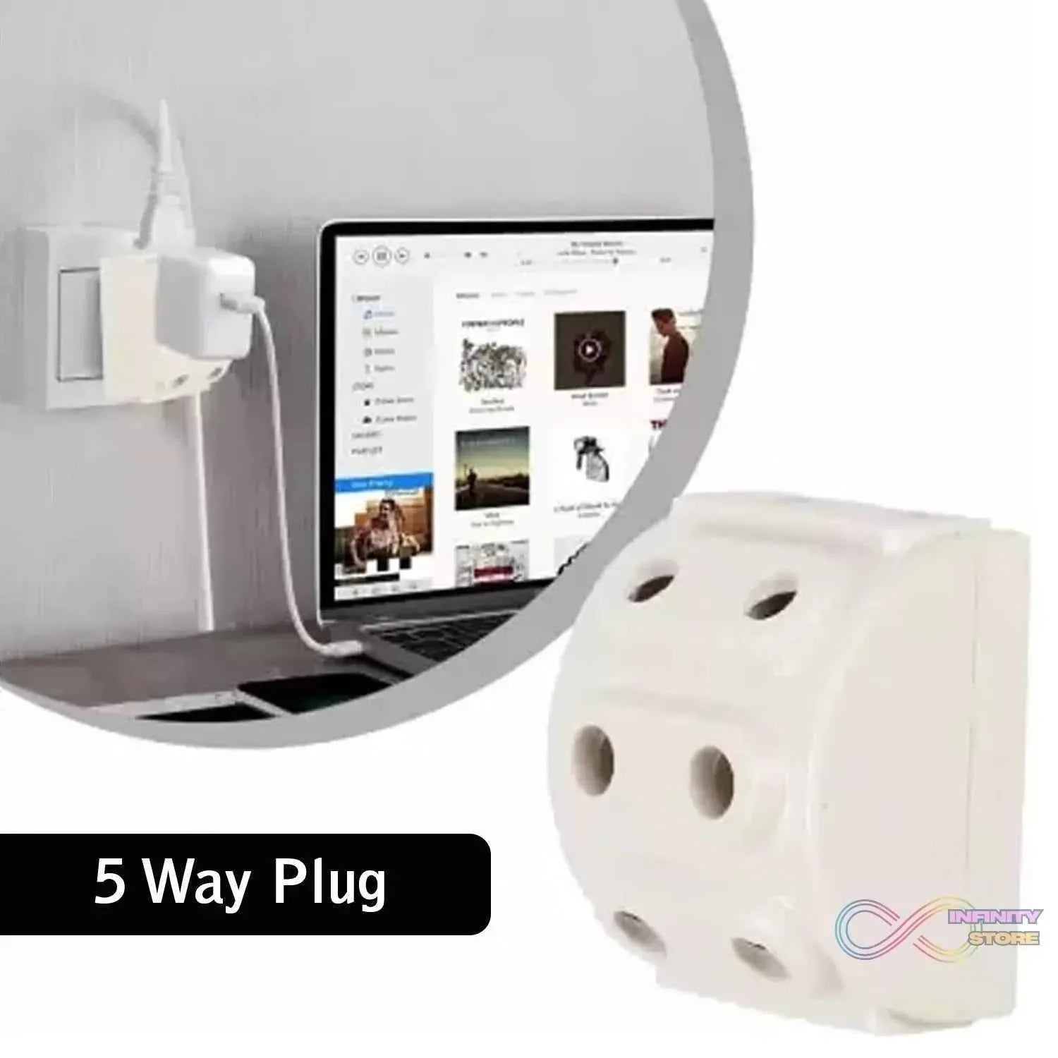 5-Way 2 Pin Multi-Plug Socket / Converter (1 Pc) - infinityexculsivestore.com