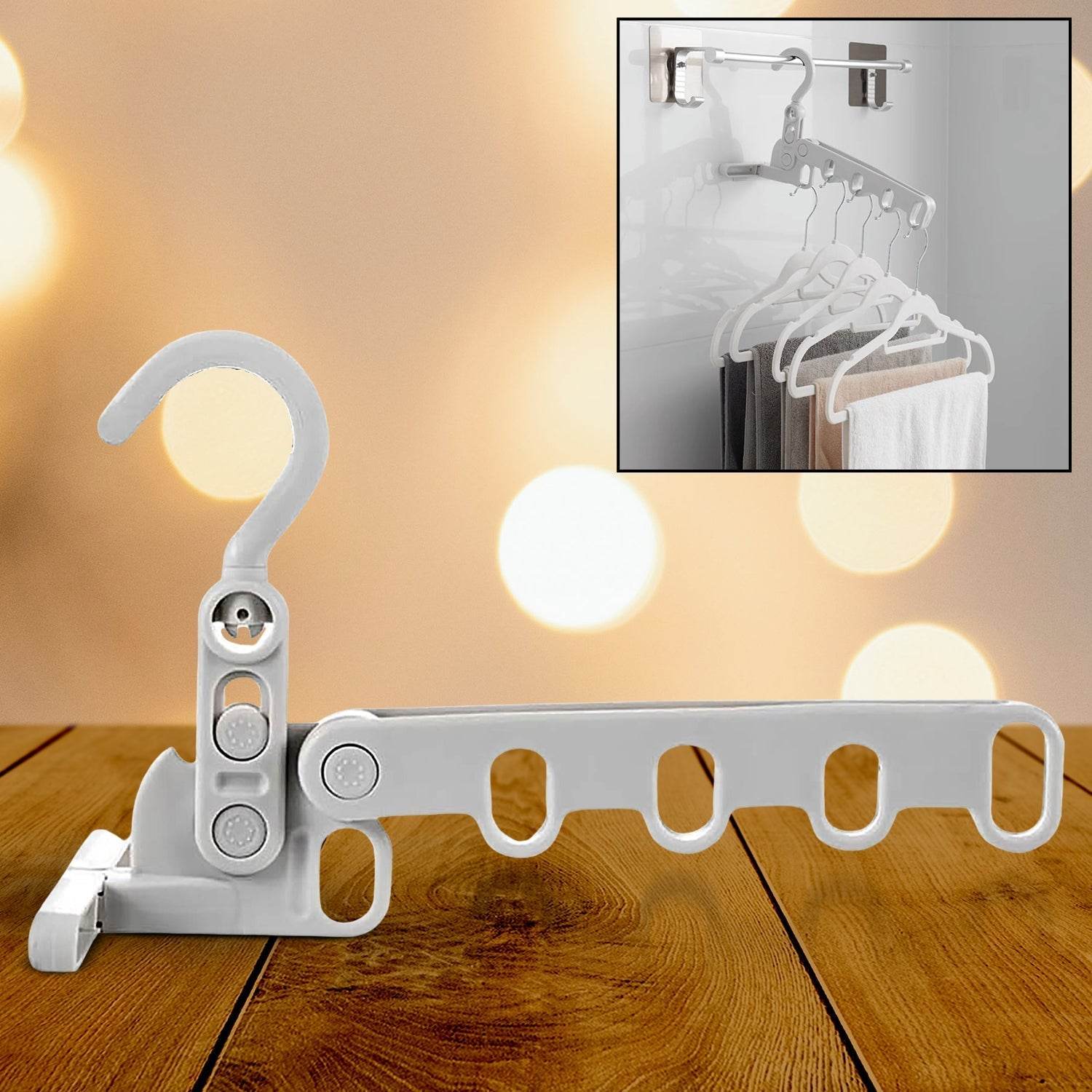 5 holes foldable clothes Hanger, travel clothes hanger, multifunctional clothes hanger, space-saving wall holder, clothes rack, robust clothes hanger for travel, indoors. - infinityexculsivestore.com