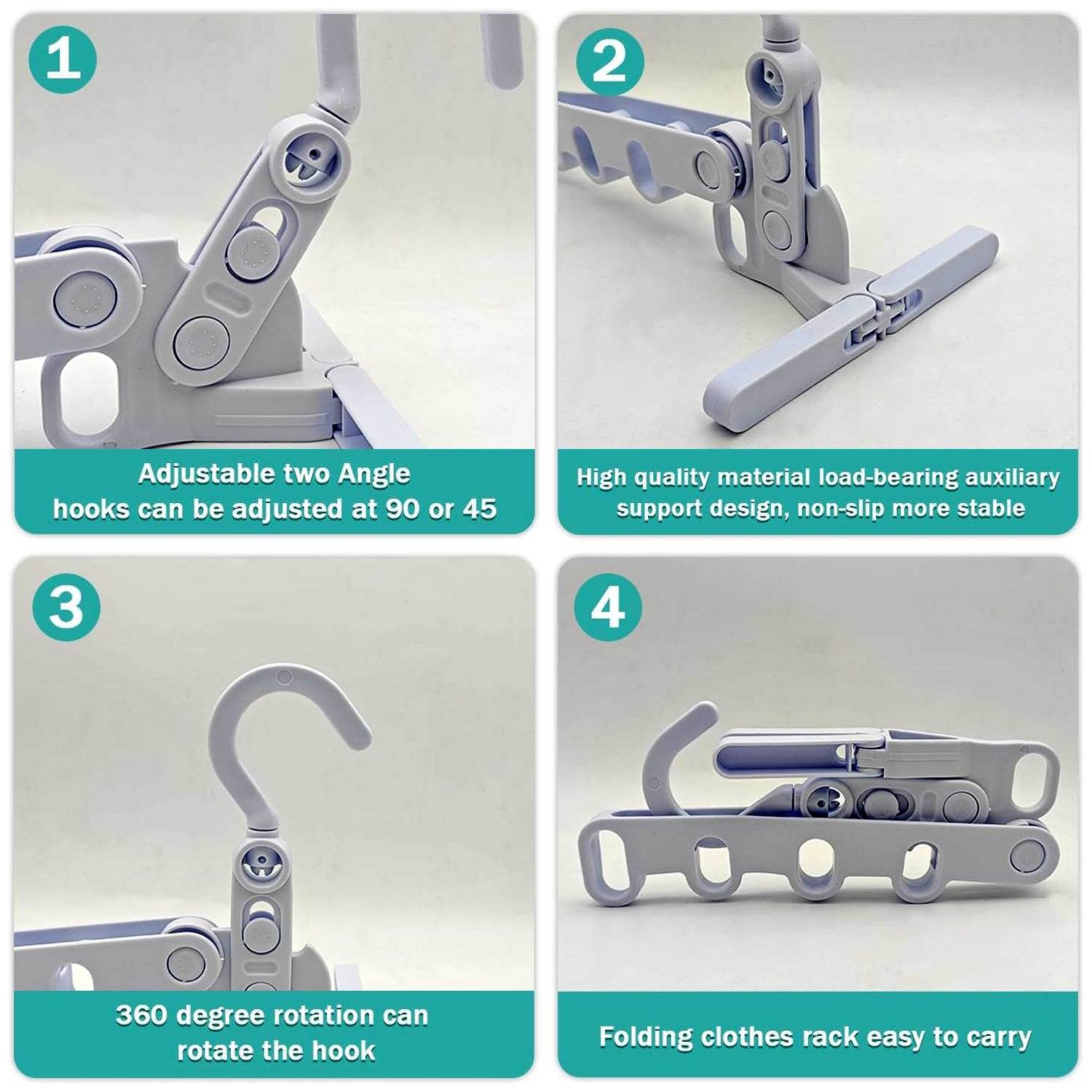 5 holes foldable clothes Hanger, travel clothes hanger, multifunctional clothes hanger, space-saving wall holder, clothes rack, robust clothes hanger for travel, indoors. - infinityexculsivestore.com