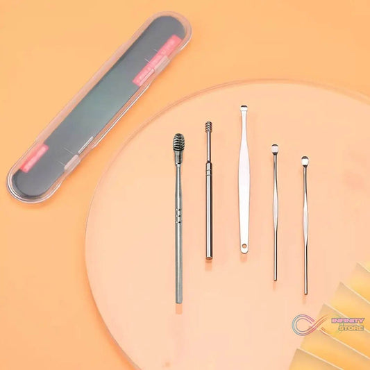 5-in-1 Ear Wax Cleaner- Resuable Ear Cleaning Tools With Plastic Case (5 Pcs Set) - infinityexculsivestore.com