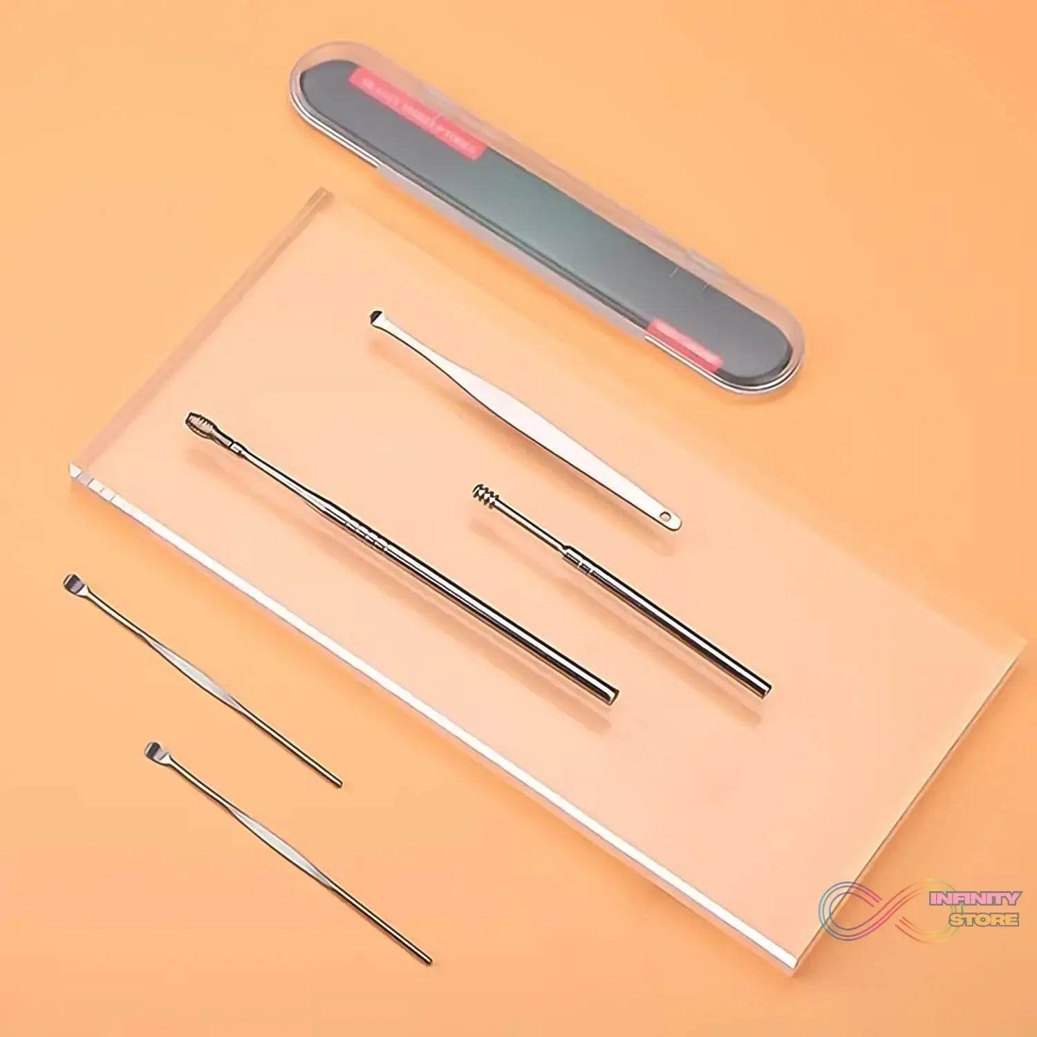 5-in-1 Ear Wax Cleaner- Resuable Ear Cleaning Tools With Plastic Case (5 Pcs Set) - infinityexculsivestore.com
