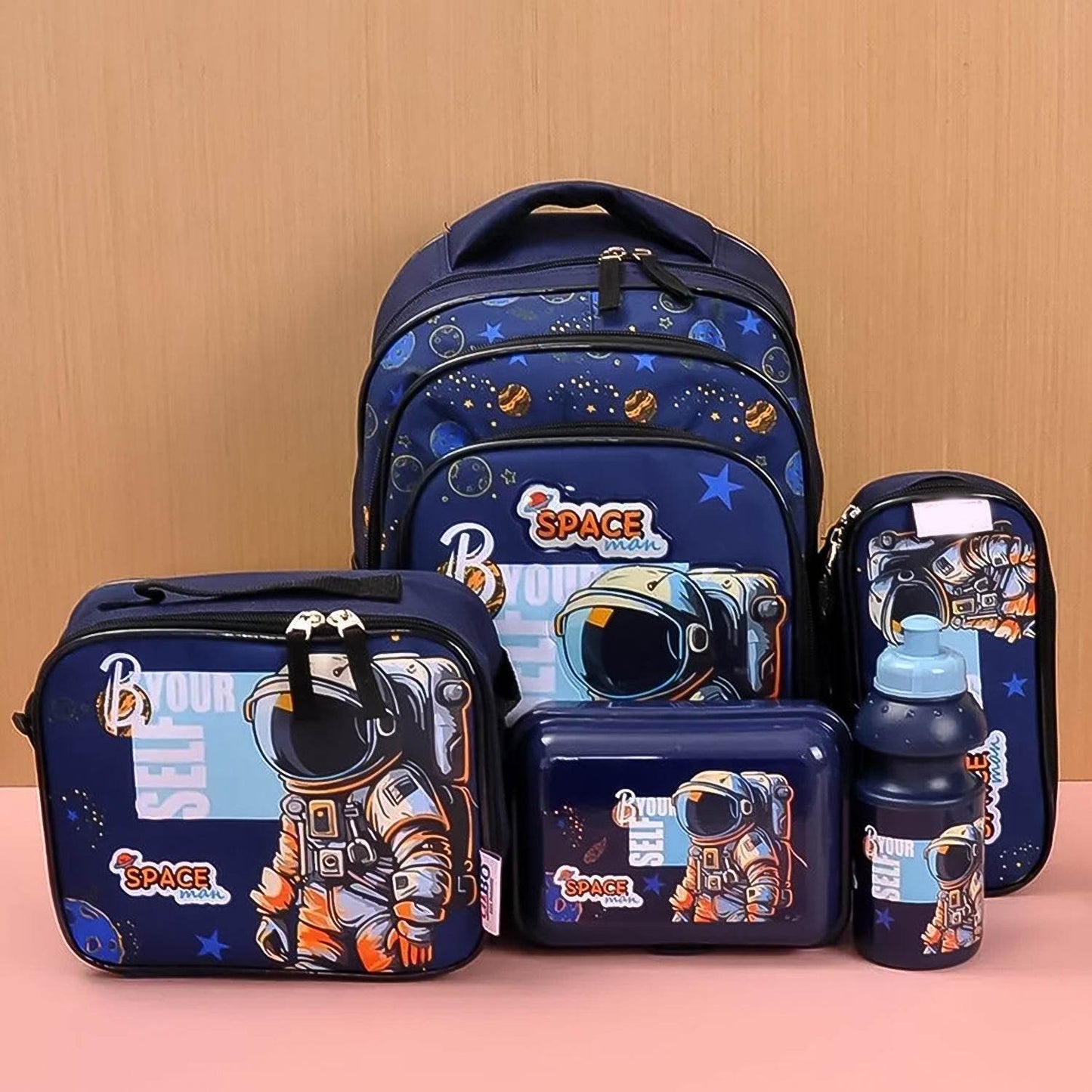 5 in 1 School Bag Includes lunch bag, 14 inch School Bags, water bottle & pencil case in box packing (1 Set / Mix Color)) - infinityexculsivestore.com