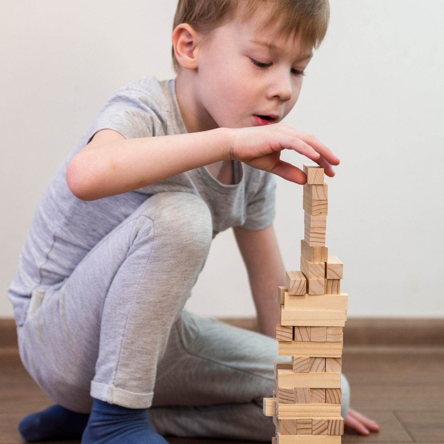 54 Pcs Blocks 4 Dices Wooden Tumbling Stacking Building - infinityexculsivestore.com