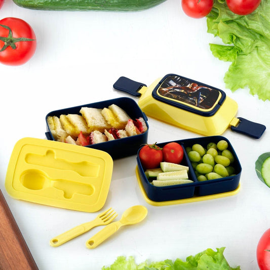 5621 Double Layer Lunch Box Stylish Lid Lunch Box With Fork & Spoon Lunch Box For Children School Lunch Box  - infinityexculsivestore.com