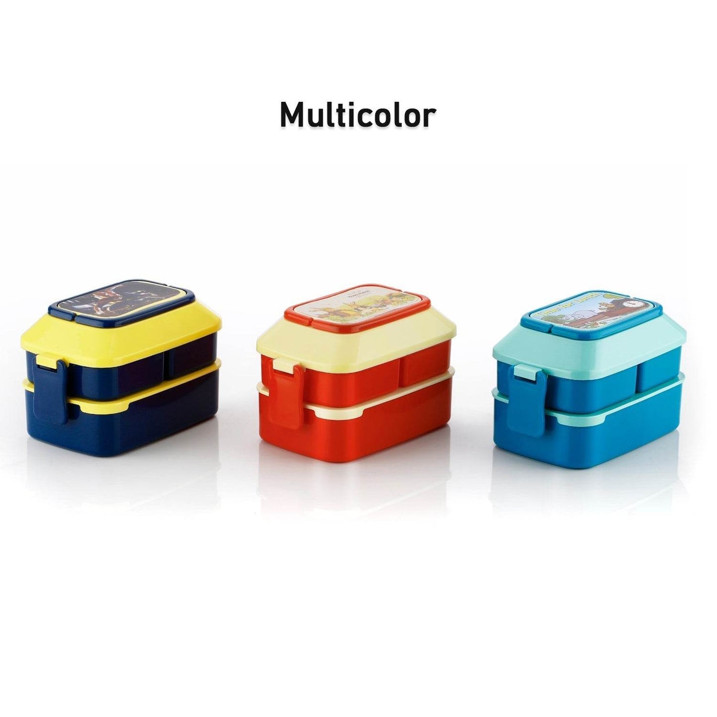 5621 Double Layer Lunch Box Stylish Lid Lunch Box With Fork & Spoon Lunch Box For Children School Lunch Box  - infinityexculsivestore.com