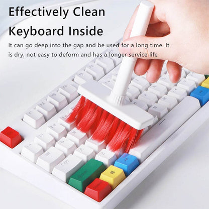 5in1 Multi - Function Soft Dust Clean Bush for Computer Cleaning, with Corner Gap Duster Keycap Puller Remover for Gamer Pc (White) - infinityexculsivestore.com