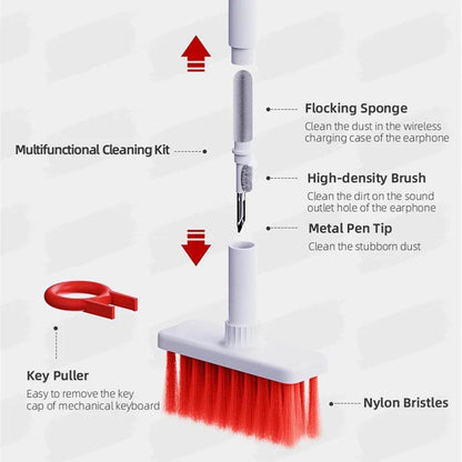 5in1 Multi - Function Soft Dust Clean Bush for Computer Cleaning, with Corner Gap Duster Keycap Puller Remover for Gamer Pc (White) - infinityexculsivestore.com