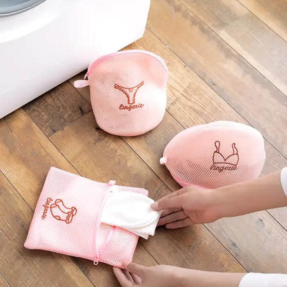 5pc Zippered Mesh Laundry Wash Bags Foldable Delicates Lingerie Socks, Underwear Blouse, Hosiery, Stocking and Lingerie Washing Machine Clothes Protection Net (5 Pc Set) - infinityexculsivestore.com