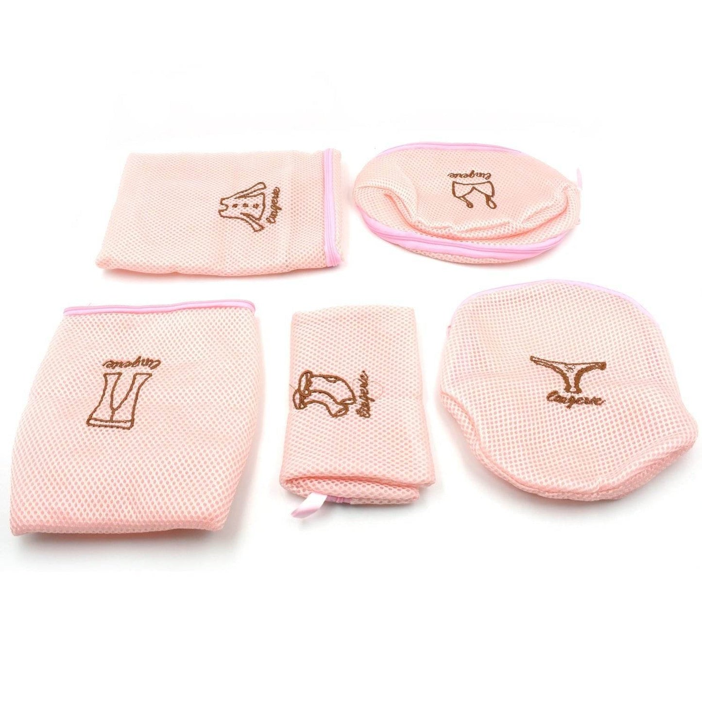 5pc Zippered Mesh Laundry Wash Bags Foldable Delicates Lingerie Socks, Underwear Blouse, Hosiery, Stocking and Lingerie Washing Machine Clothes Protection Net (5 Pc Set) - infinityexculsivestore.com